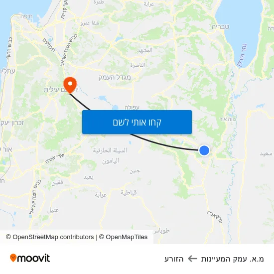 מפת מ.א. עמק המעיינות להזורע