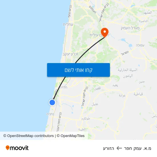 מפת מ.א. עמק חפר להזורע