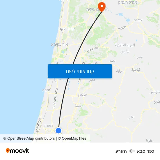 מפת כפר סבא להזורע