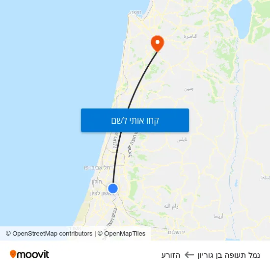 מפת נמל תעופה בן גוריון להזורע