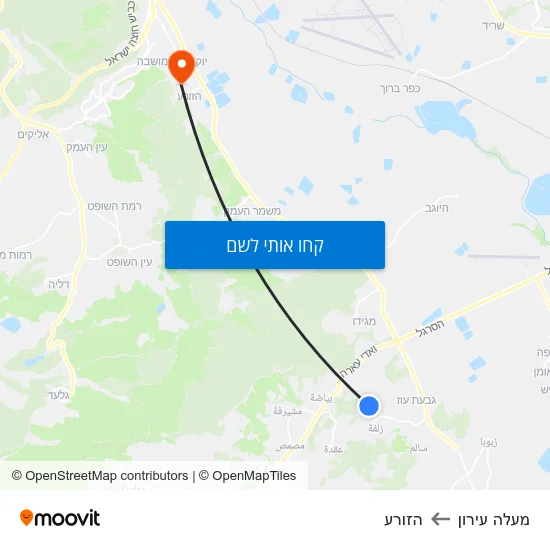מפת מעלה עירון להזורע