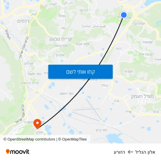 מפת אלון הגליל להזורע