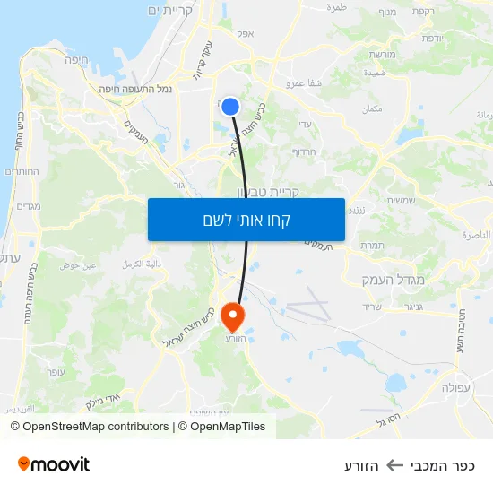 מפת כפר המכבי להזורע