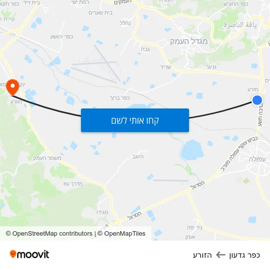 מפת כפר גדעון להזורע