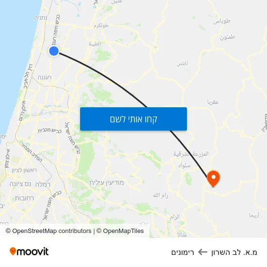 מפת מ.א. לב השרון לרימונים