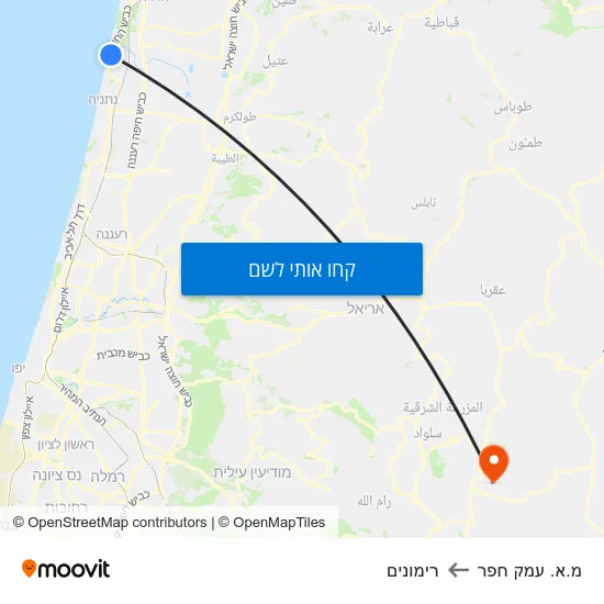 מפת מ.א. עמק חפר לרימונים