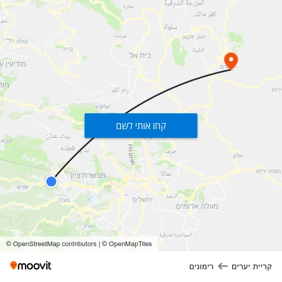 מפת קריית יערים לרימונים