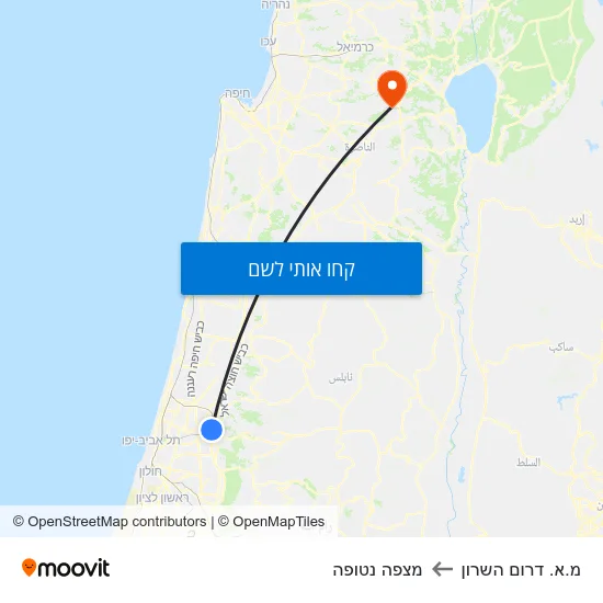 מפת מ.א. דרום השרון למצפה נטופה