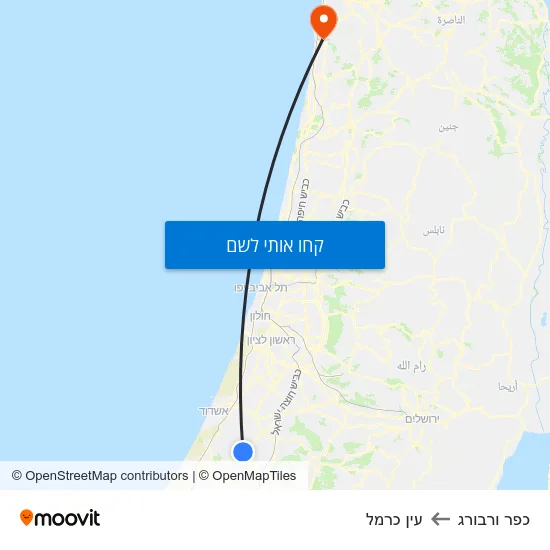 מפת כפר ורבורג לעין כרמל