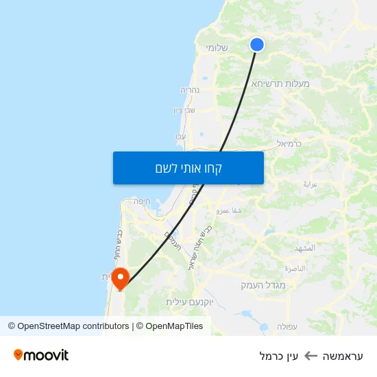 מפת עראמשה לעין כרמל