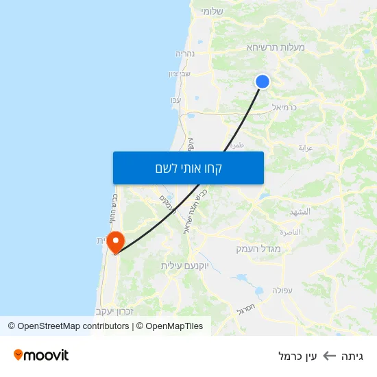 מפת גיתה לעין כרמל