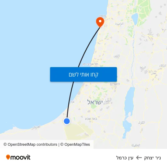 מפת ניר יצחק לעין כרמל