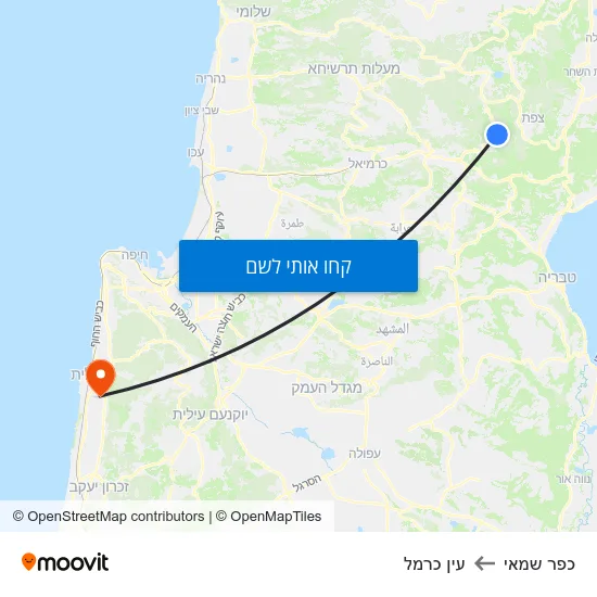 מפת כפר שמאי לעין כרמל