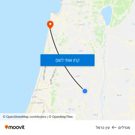 מפת מגדלים לעין כרמל