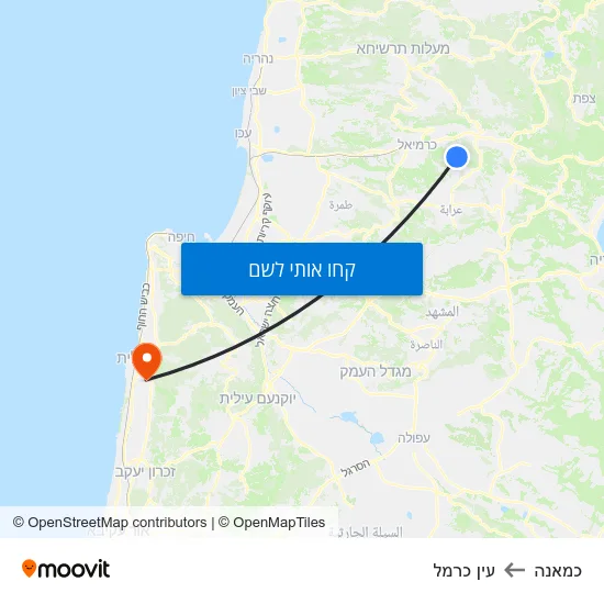 מפת כמאנה לעין כרמל