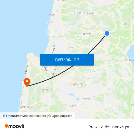 מפת עין אל-אסד לעין כרמל