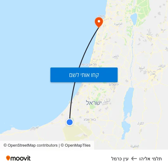 מפת תלמי אליהו לעין כרמל