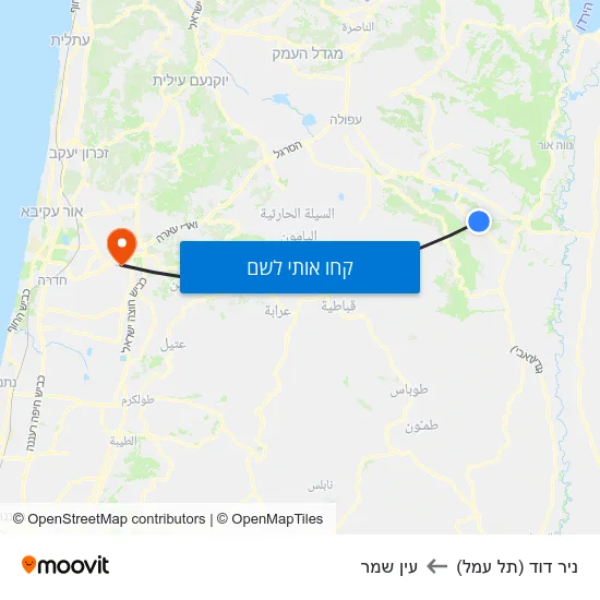 מפת ניר דוד (תל עמל) לעין שמר