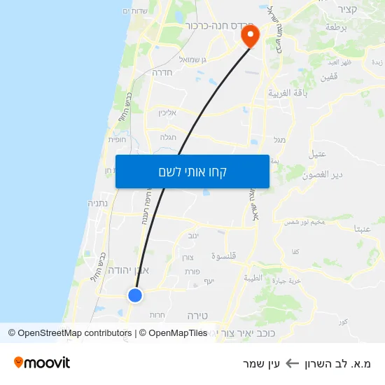 מפת מ.א. לב השרון לעין שמר