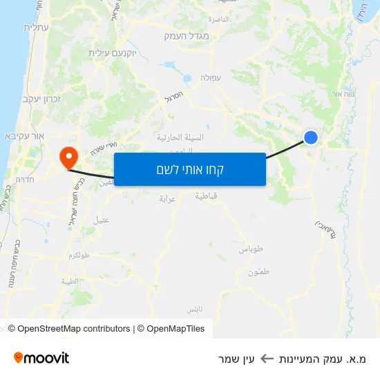 מפת מ.א. עמק המעיינות לעין שמר