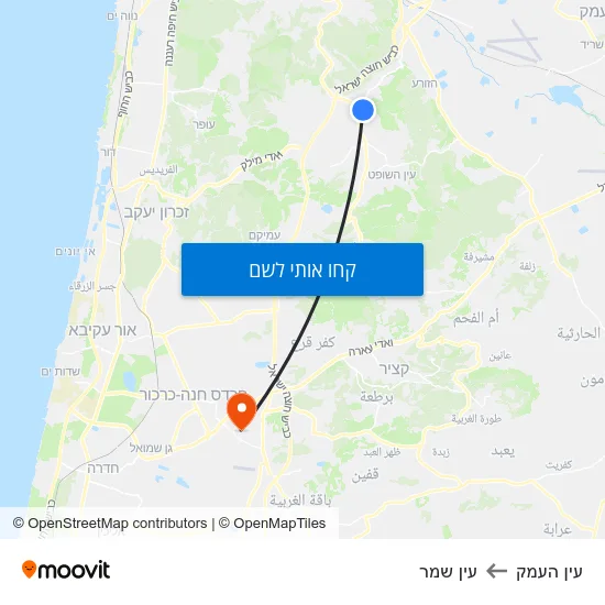 מפת עין העמק לעין שמר