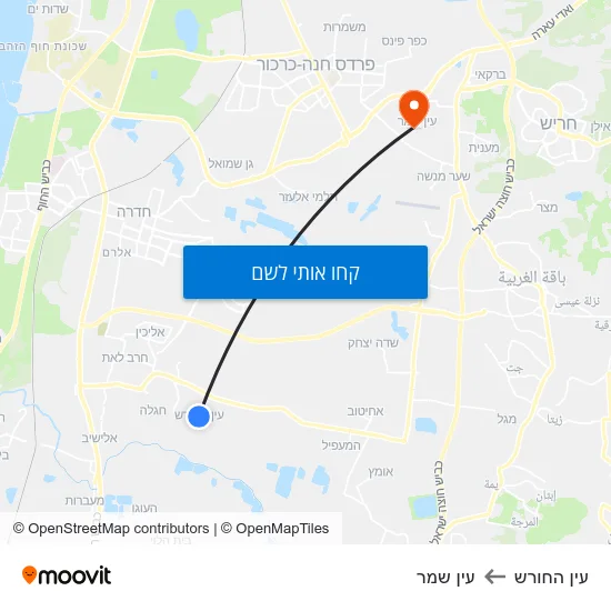 מפת עין החורש לעין שמר