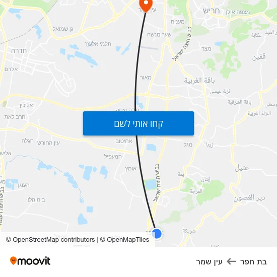 מפת בת חפר לעין שמר