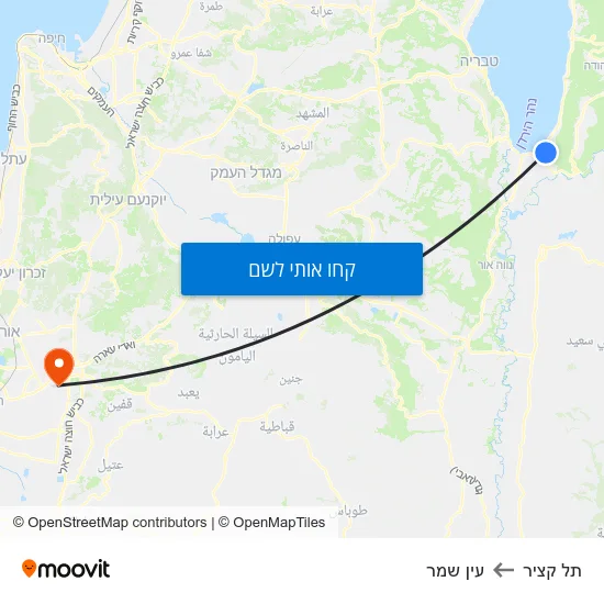 מפת תל קציר לעין שמר
