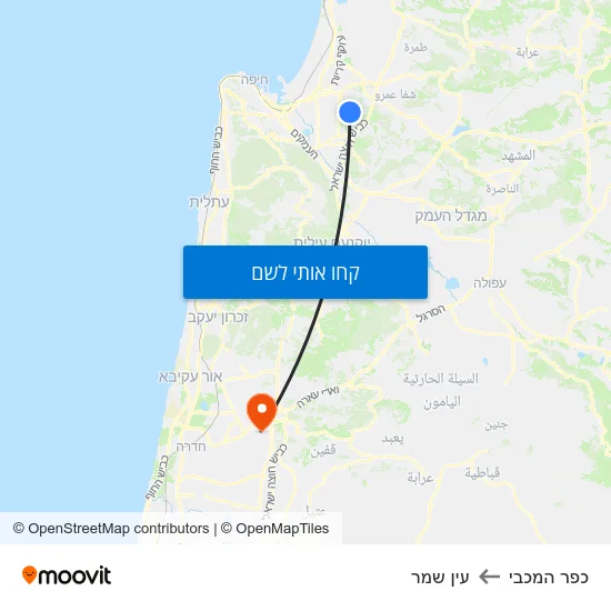 מפת כפר המכבי לעין שמר