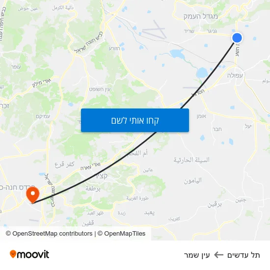 מפת תל עדשים לעין שמר