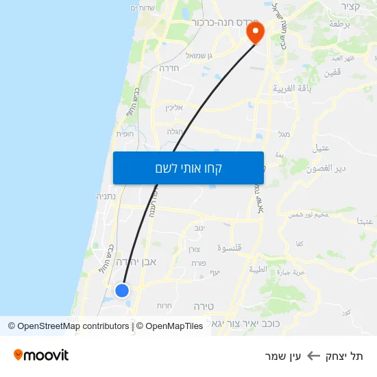 מפת תל יצחק לעין שמר