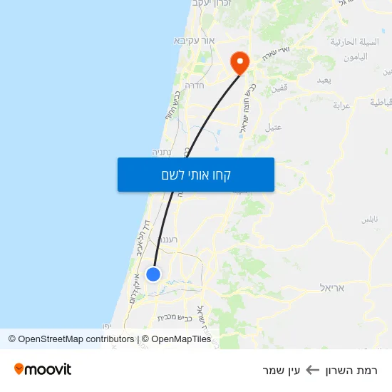 מפת רמת השרון לעין שמר