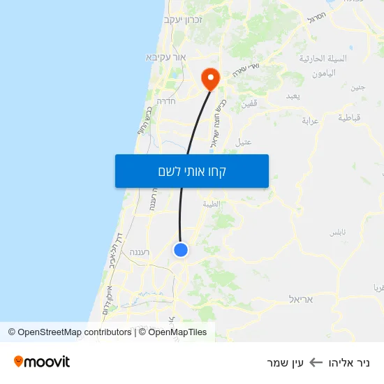 מפת ניר אליהו לעין שמר