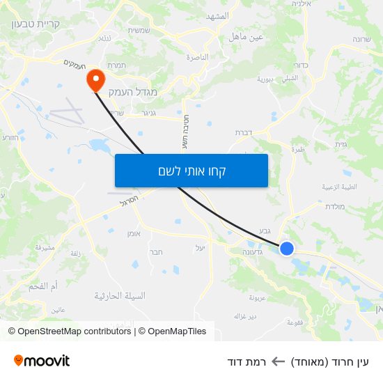 מפת עין חרוד (מאוחד) לרמת דוד