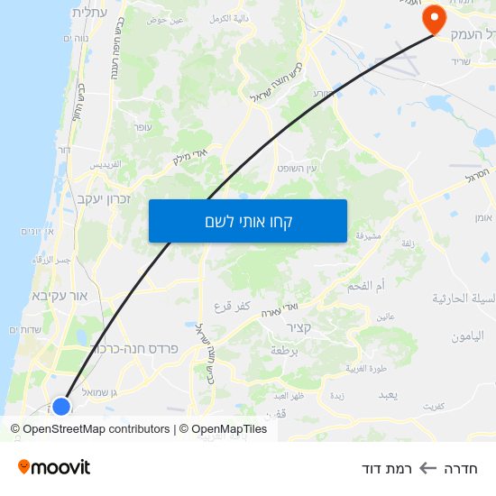 מפת חדרה לרמת דוד