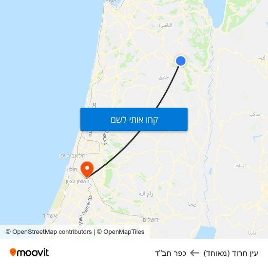 מפת עין חרוד (מאוחד) לכפר חב"ד