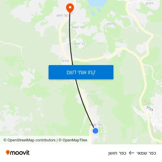 מפת כפר שמאי לכפר חושן