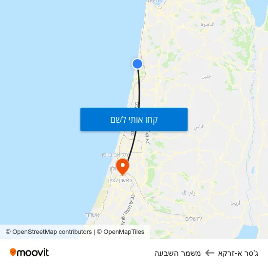 מפת ג'סר א-זרקא למשמר השבעה