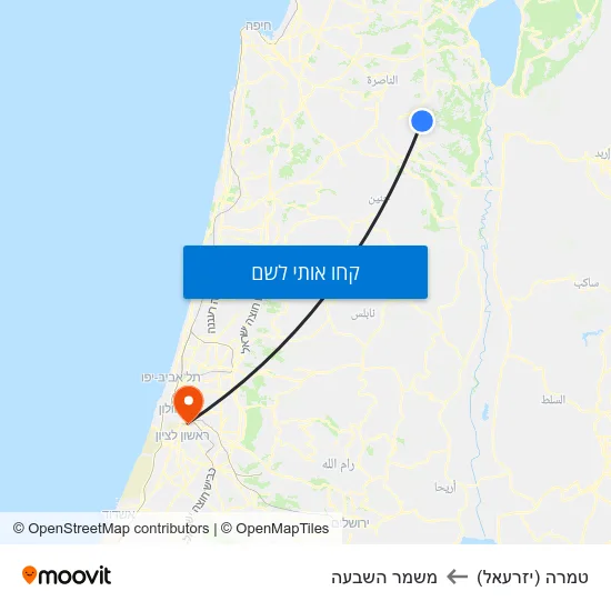 מפת טמרה (יזרעאל) למשמר השבעה