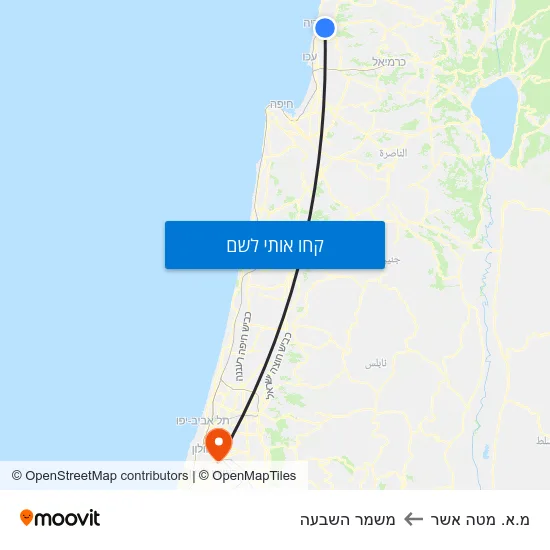 מפת מ.א. מטה אשר למשמר השבעה