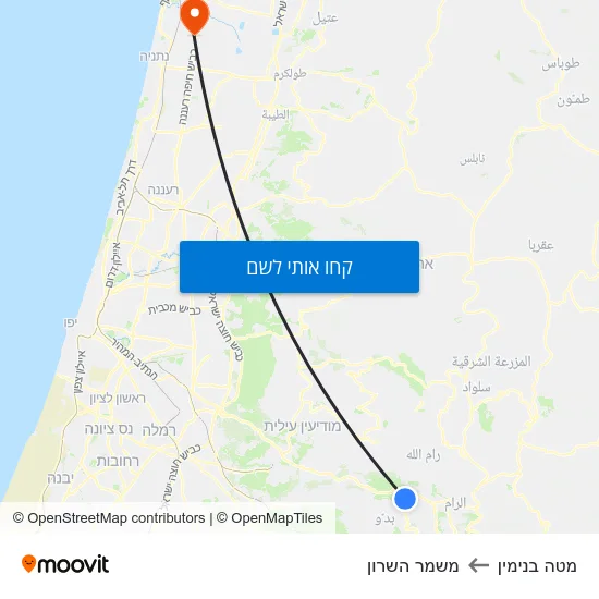 מפת מטה בנימין למשמר השרון