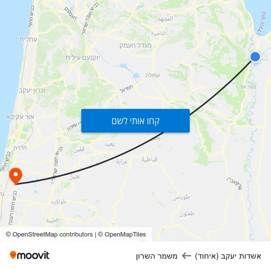 מפת אשדות יעקב (איחוד) למשמר השרון