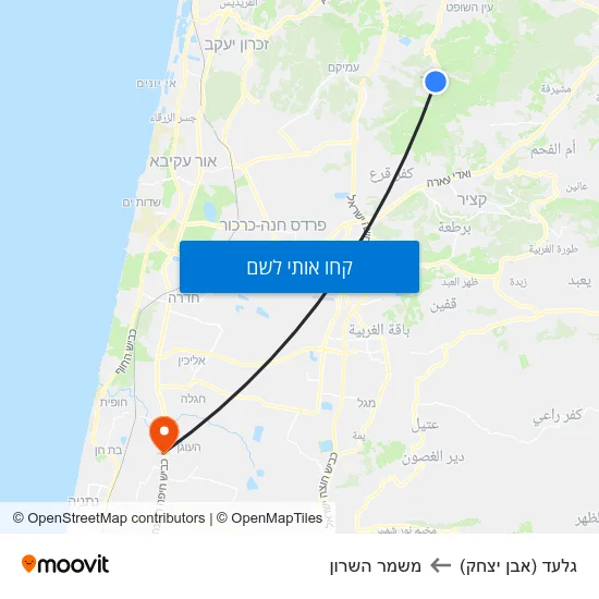 מפת גלעד (אבן יצחק) למשמר השרון