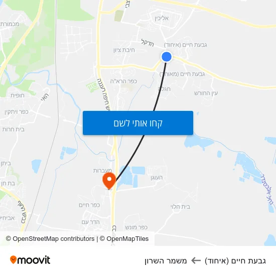 מפת גבעת חיים (איחוד) למשמר השרון
