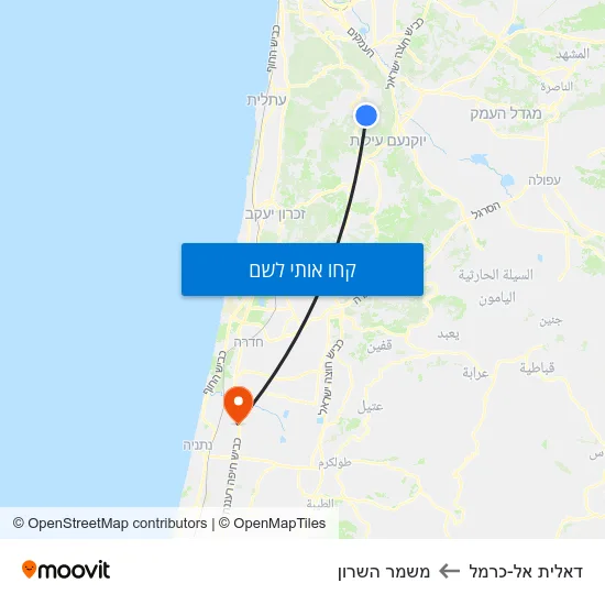 מפת דאלית אל-כרמל למשמר השרון
