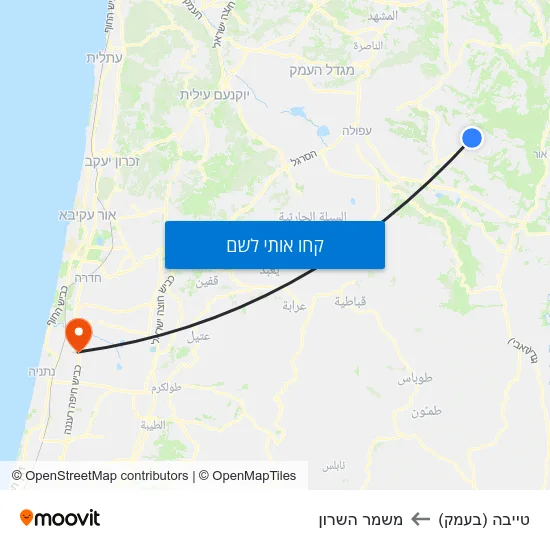 מפת טייבה (בעמק) למשמר השרון