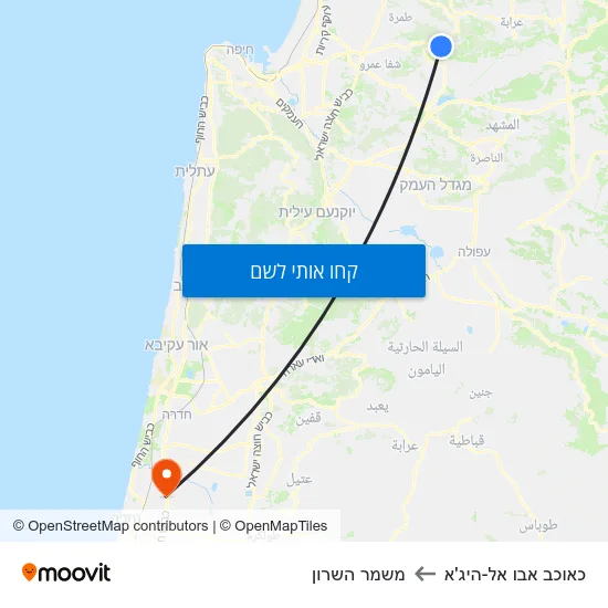 מפת כאוכב אבו אל-היג'א למשמר השרון