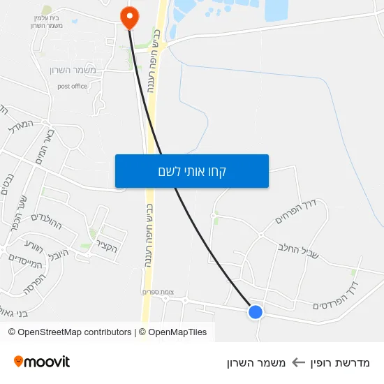 מפת מדרשת רופין למשמר השרון