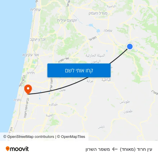 מפת עין חרוד (מאוחד) למשמר השרון
