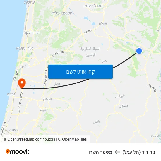 מפת ניר דוד (תל עמל) למשמר השרון